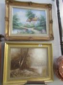 2 gilt framed oil paintings