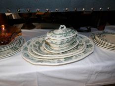 15 pieces of Victorian dinner ware and a carnival glass dish