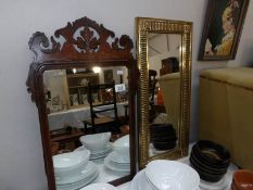 A mahogany framed mirror and a gilt framed mirror