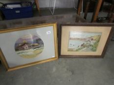 2 framed and glazed embroidered pictures