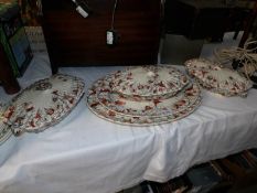 3 meat platters and 3 matching tureens