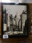 A small oil on board painting of Montmartre