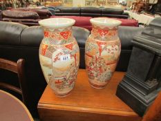 A large pair of Satsuma vases