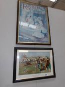 A framed and glazed Robin Starch advert and a racing print