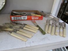 A set of 6 fish knives & forks and other plated cutlery