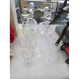 4 glass decanters and 9 glasses
