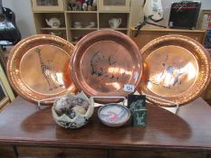 2 copper plaques and other items