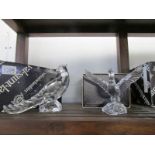 2 boxed Belgian signed Val Saint Lambert glass birds