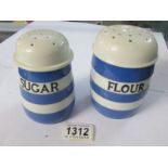 A T G Green Cornish ware flower sifter and sugar sifter