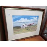 A signed framed and glazed study of a helicopter