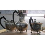 2 silver plated teapots and a silver plated water jug