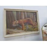 A framed picture of a leopard