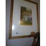 A signed French artist proof lithograph of a horse race winners enclosure by Vincent Haddelsey