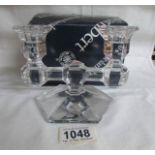 A boxed Belgian Val Saint Lambert glass candle holder,