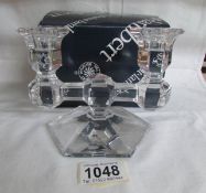 A boxed Belgian Val Saint Lambert glass candle holder,