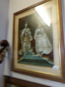 A framed and glazed portrait print of King George V and Queen Mary,