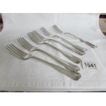 A set of 6 silver forks, London 1859,