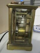 A brass carriage clock