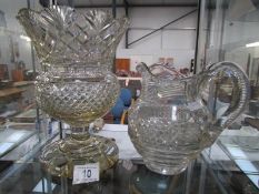 A good vintage glass vase and a glass jug