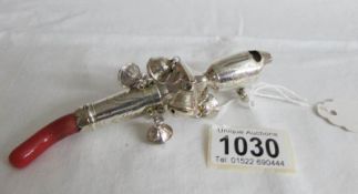 A Georgian silver babies rattle,