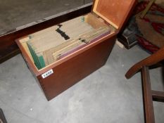 A wooden case of 78 rpm records