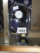 A boxed Belgian Val Saint Lambert signed glass clock