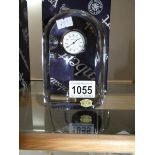 A boxed Belgian Val Saint Lambert signed glass clock