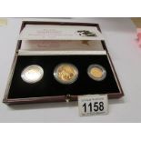 A 1987 UK gold proof coins set comprising sovereign,