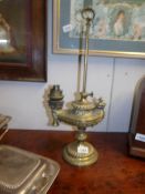 A 19ct Wilde & Wessel brass adjustable oil lamp