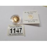 A 1996 gold proof sovereign,