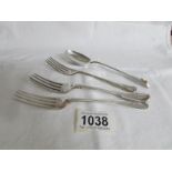 4 items of 19th century silver cutlery,