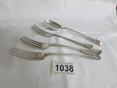 4 items of 19th century silver cutlery,