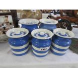 5 T G Green Cornish ware lidded jars