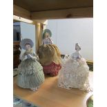 3 19th century pin cushion dolls