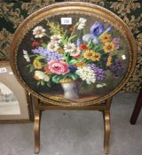 A table / screen with an original floral oil painting by Pawlitschak