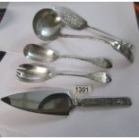 A silver plated soup ladle,