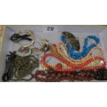 A mixed lot of jewellery including coral, amber,