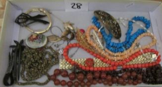 A mixed lot of jewellery including coral, amber,