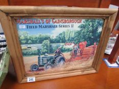 A waxed pine mounted Marshals of Gainsborough Field Marshall Tracker tin sign