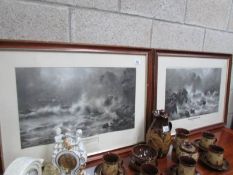 A pair of framed and glazed storm scenes