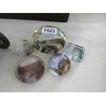 5 souvenir glass paperweights