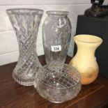 A quantity of glass vases