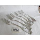 6 silver forks, London 1823/24, I.H.