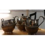 A 3 piece Sheffield silver plated tea set