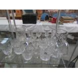 A mixed lot of glass ware including cut glass