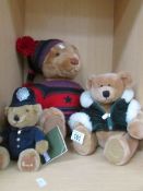 3 Harrod's teddy bears and a jig saw puzzle of bears tea party