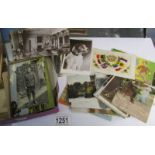 A mixed lot of old postcards and photographs including WW1 silks