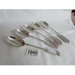 5 silver spoons, Sheffield 1900, W & H,