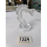 A Lalique glass fish place card holder