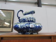 A blue and white Victoria ware Ironstone jug and basin set